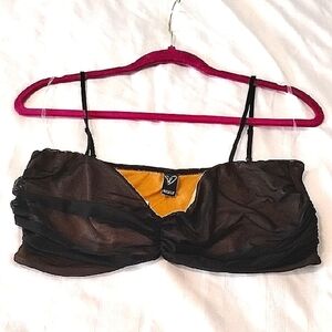 Windsor Woman's Black Ruche Into Things Crop Top, Size: L, NWT